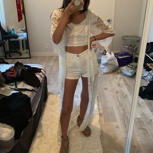 Showpo white lace kimono